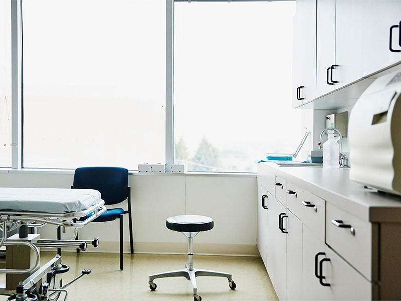 Empty exam room in the hospital