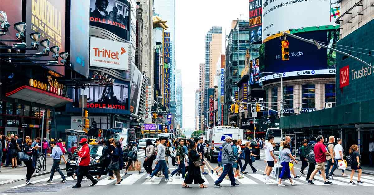 People walking on the street in a smart city