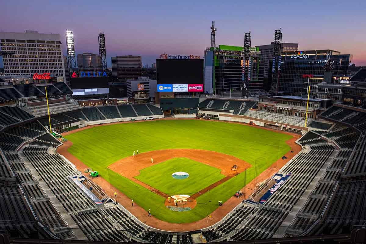 Top side view of a sports stadium