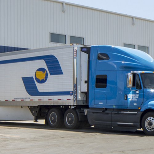 trailer truck loaded with items