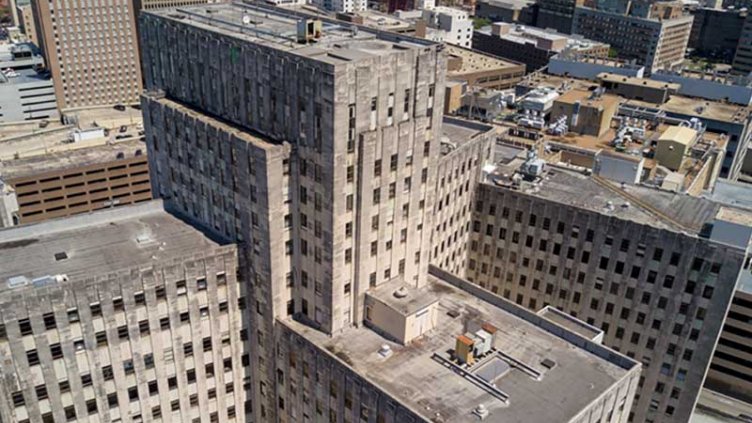 Aerial view of LSU charity hospital