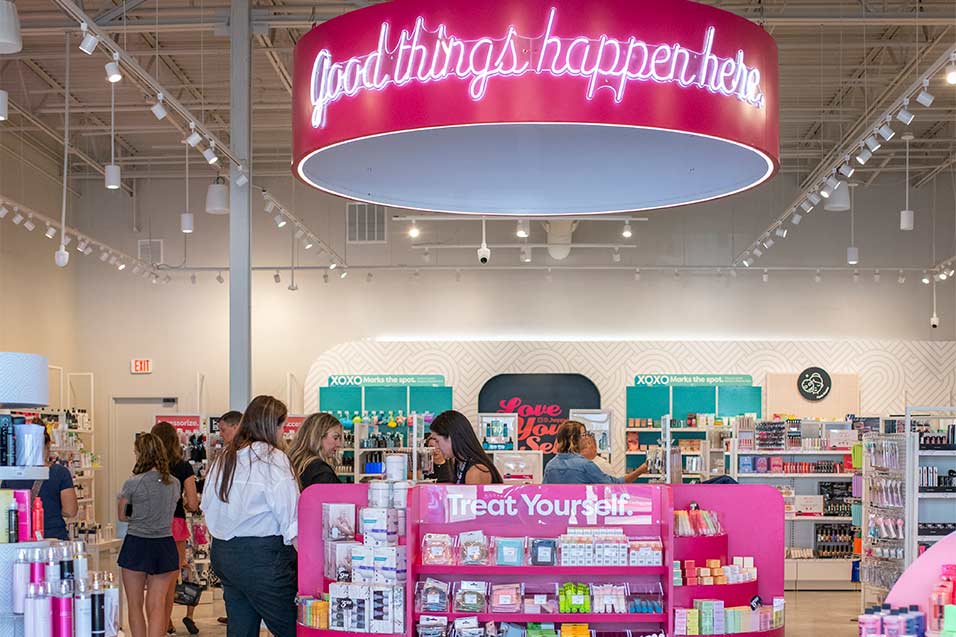 Retail design with beauty store layout